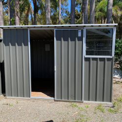 Small shed with sliding door and window