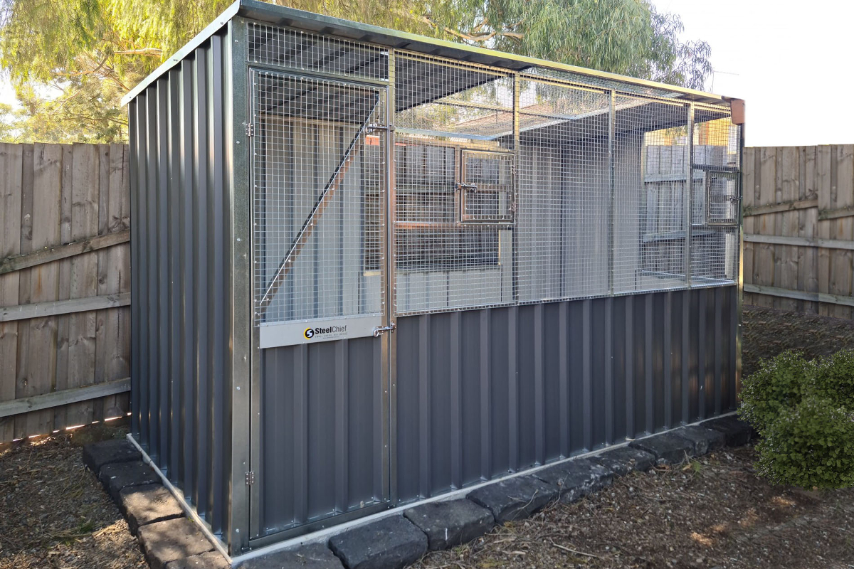 Bird Aviaries Photo Gallery SteelChief   Aviary Skillion Roof 1 1200x800 