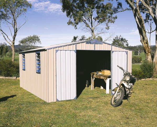 Large Gable Roof Storage Shed Double Doors Gable End and Louvre Windows