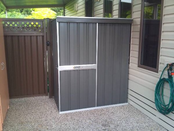 Small Flat Roof Garden Shed with sliding doors