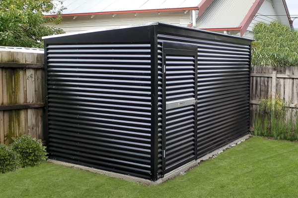 Corrugated Garden Shed with custom Horizontal Cladding
